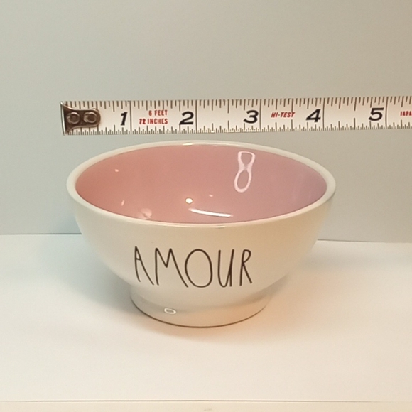 5 1/2" Rae Dunn AMOUR bowl with pink interior. No flaws. - Picture 6 of 6